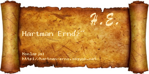 Hartman Ernő névjegykártya